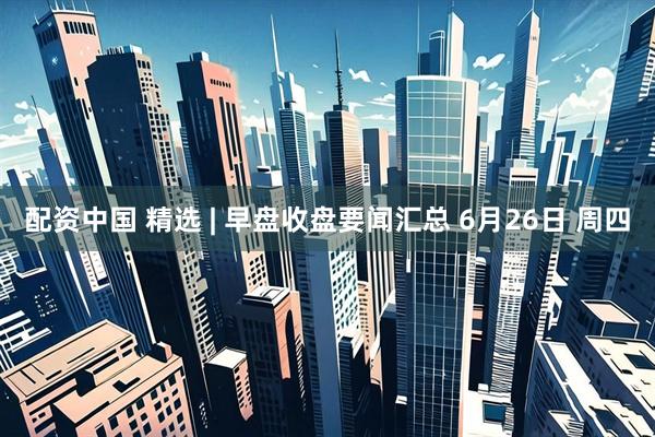 配资中国 精选 | 早盘收盘要闻汇总 6月26日 周四